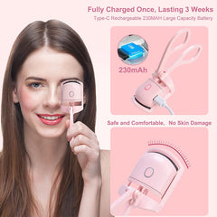 Eyelash Curler Portable Electric Heated Comb Eye Lash Long Lasting Eyelashes Curls Thermal Eyelash Curler