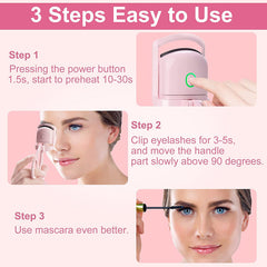 Eyelash Curler Portable Electric Heated Comb Eye Lash Long Lasting Eyelashes Curls Thermal Eyelash Curler