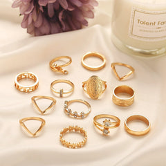 13 Ring Set With Austrian Crystals 18K Gold Plated Ring ITALY Design