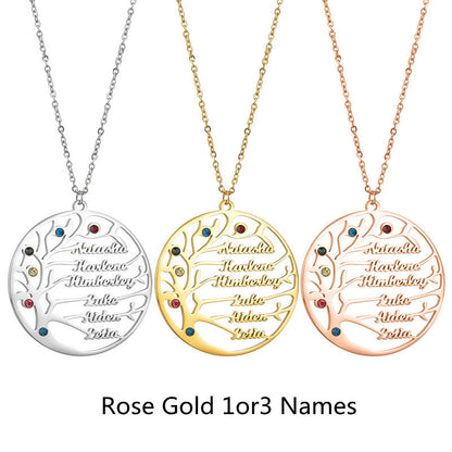 Personalized Stainless Steel Golden Tree of Life Custom Name Necklace